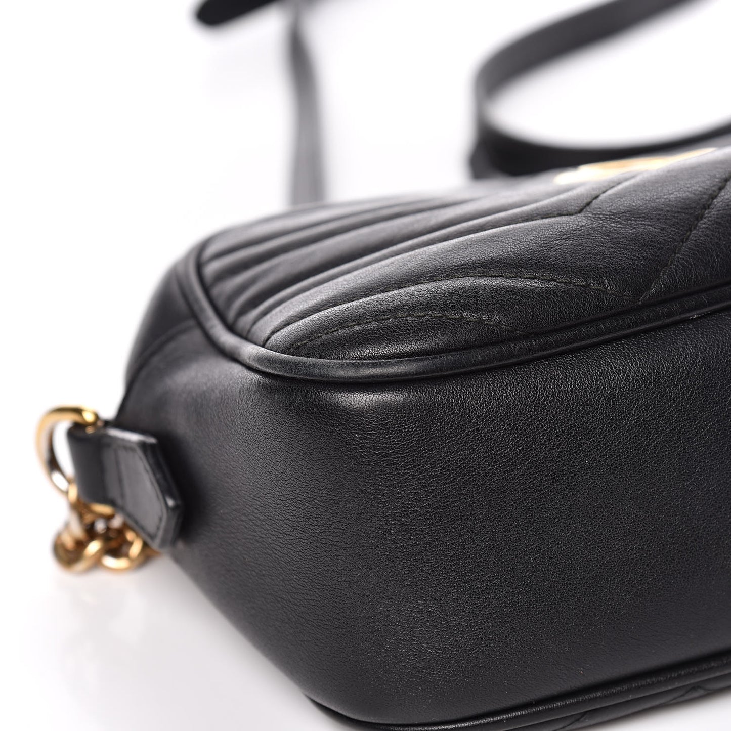 Calfskin Matelasse Small GG Marmont Chain Shoulder Bag Black