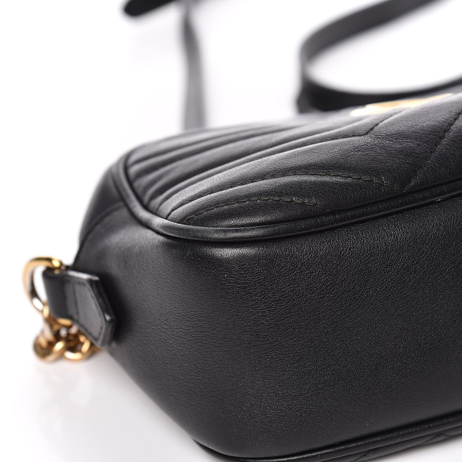 Gucci Calfskin Matelasse Small GG Marmont Chain Shoulder Bag Black 14 of 17