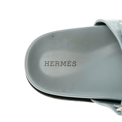 Hermes Suede Goatskin Womens Chypre Sandals 38 Vert D'eau 6 of 12