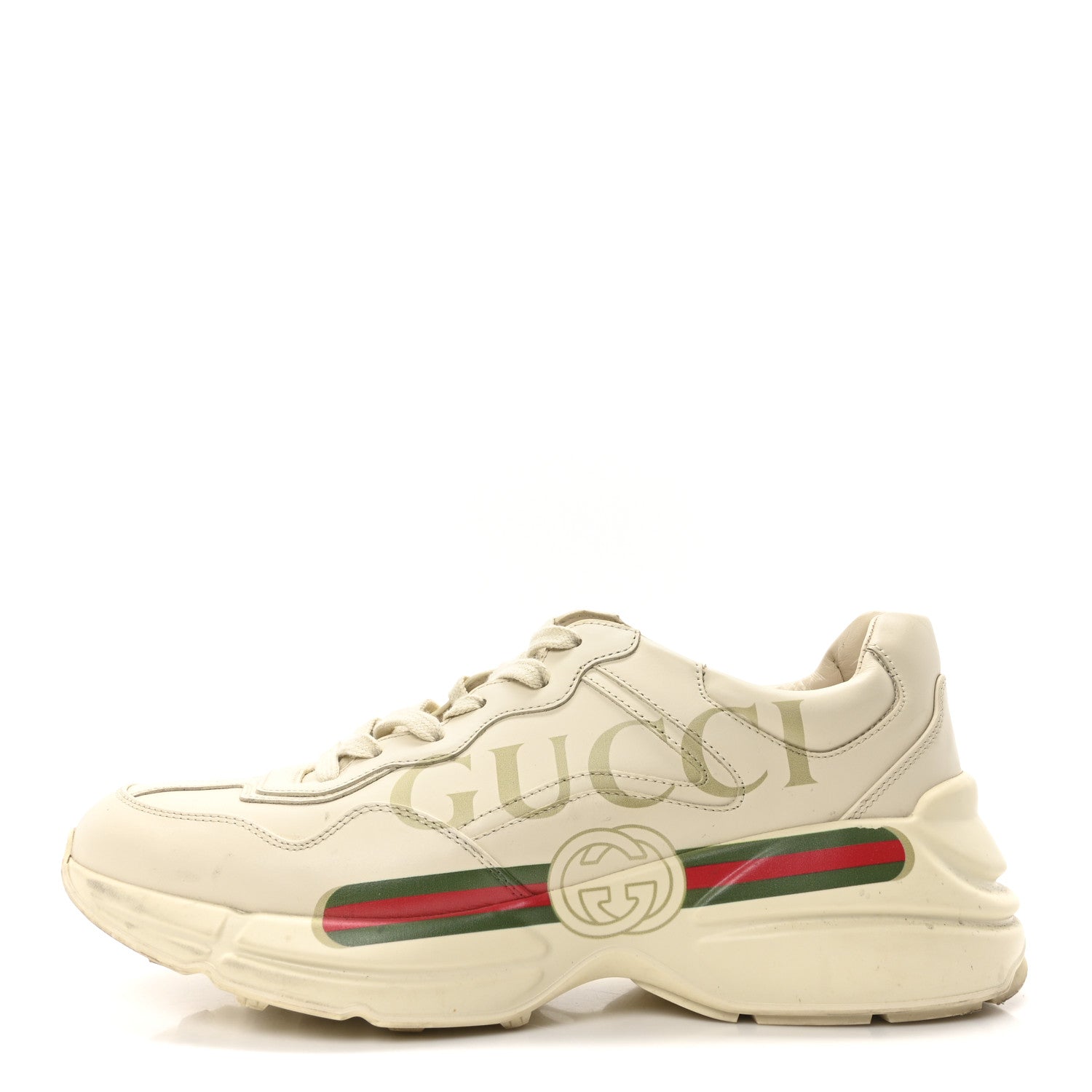 Gucci Calfskin Logo Mens Rhyton Sneakers 9.5 Ivory 1 of 9
