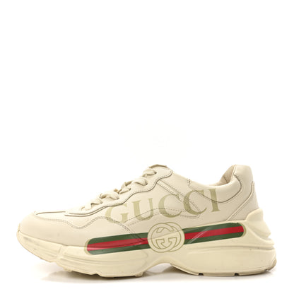 Gucci Calfskin Logo Mens Rhyton Sneakers 9.5 Ivory 1 of 9