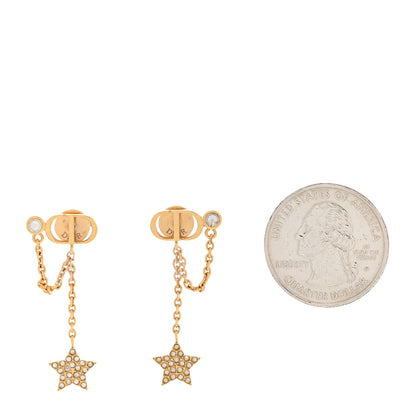 Christian Dior Crystal Star CD J'Adior Dangle Earrings Gold 2 of 4