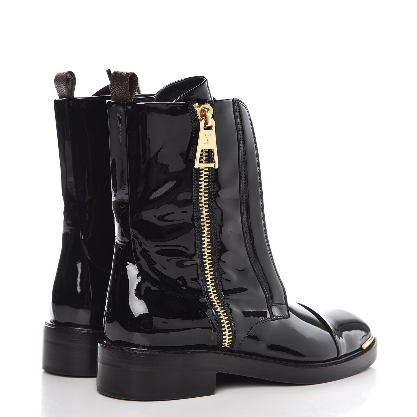 Patent Calfskin Monogram Macadam Ranger Combat Boots 37 Black