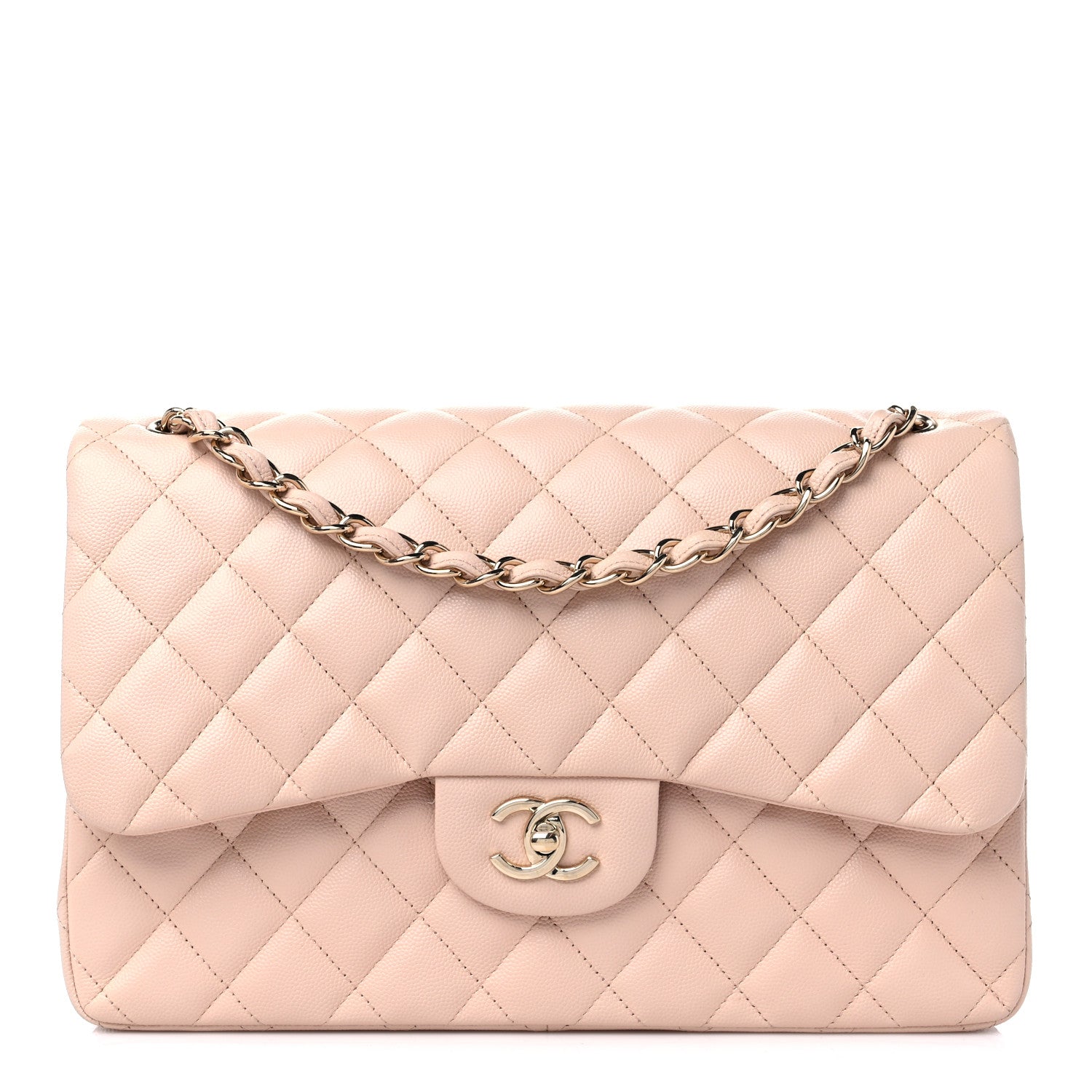 Chanel Caviar Quilted Jumbo Double Flap Light Beige 1 of 11