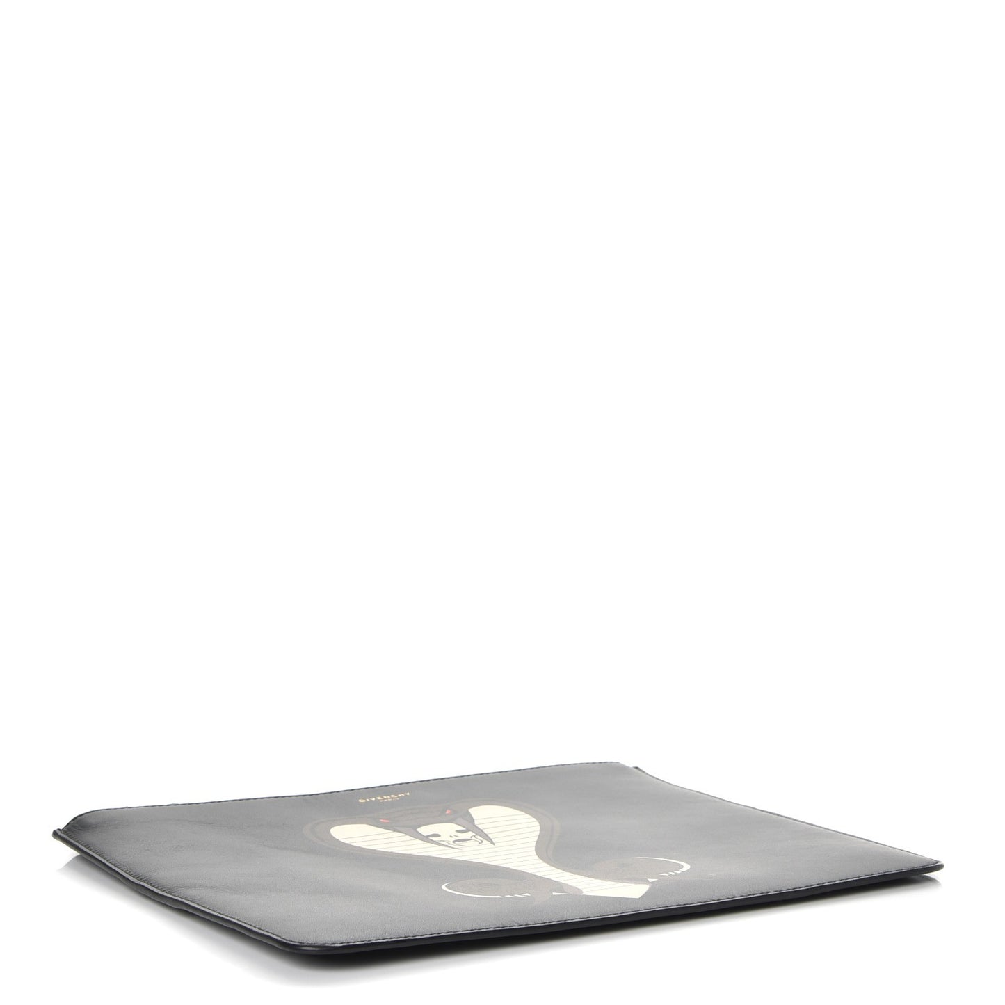 Calfskin Cobra Print Zip Pouch Black