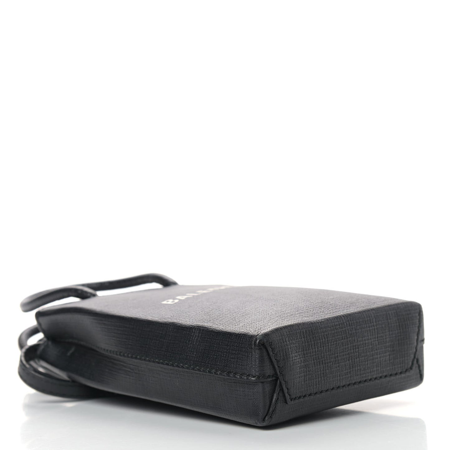 Squared Calfskin Logo Shopping Phone Holder Bag Black