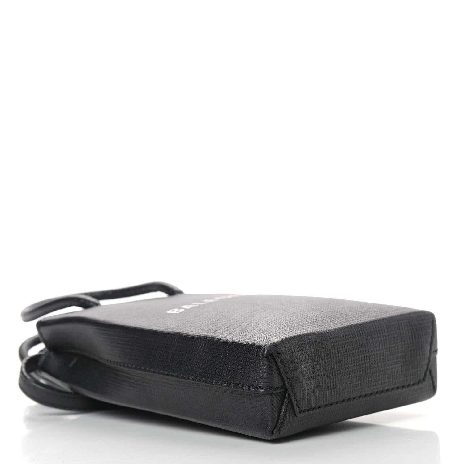 Balenciaga Squared Calfskin Logo Shopping Phone Holder Bag Black 4 of 9