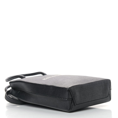 Balenciaga Squared Calfskin Logo Shopping Phone Holder Bag Black 4 of 9