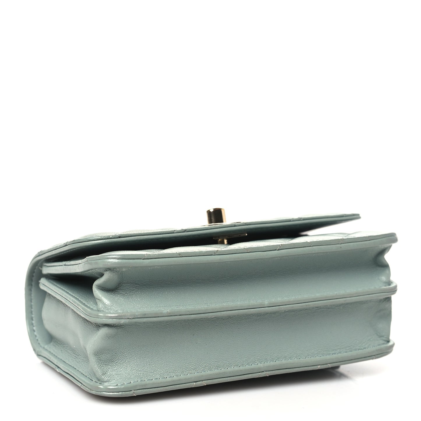 Lambskin Quilted Mini Trendy CC Wallet On Chain WOC Grey