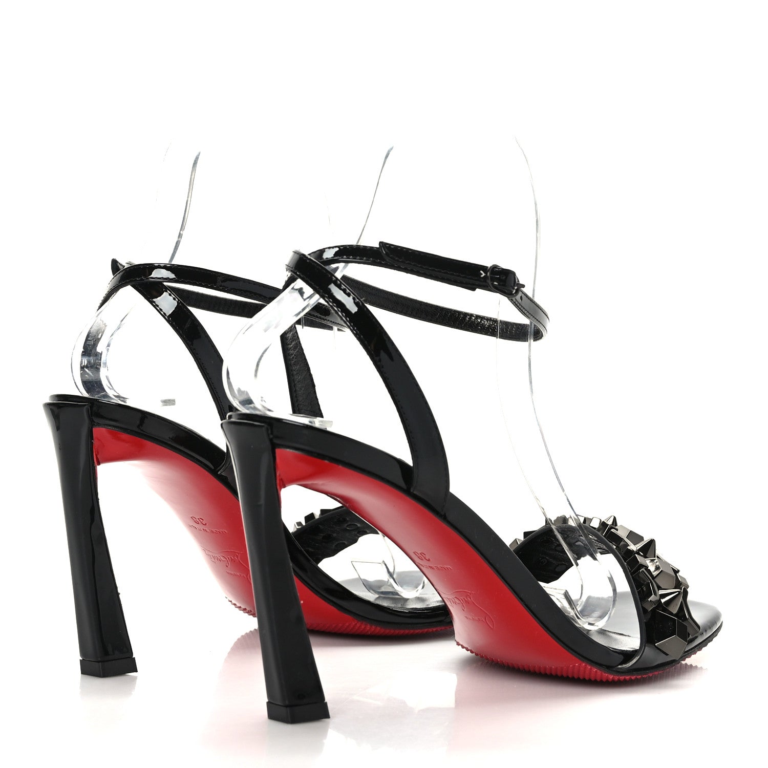 Christian Louboutin Patent Asteroispikes 85 Studded Sandals 38 Black 4 of 7