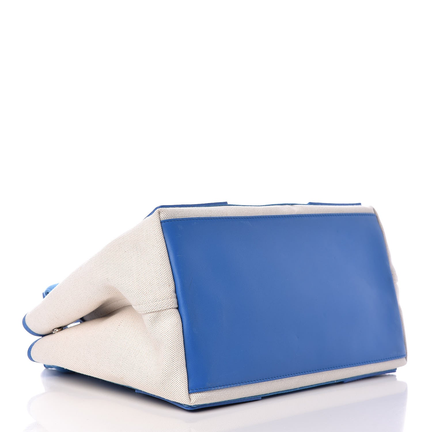 Balenciaga Cotton Canvas Satin Calfskin S Navy Cabas Natural Bleu 4 of 17