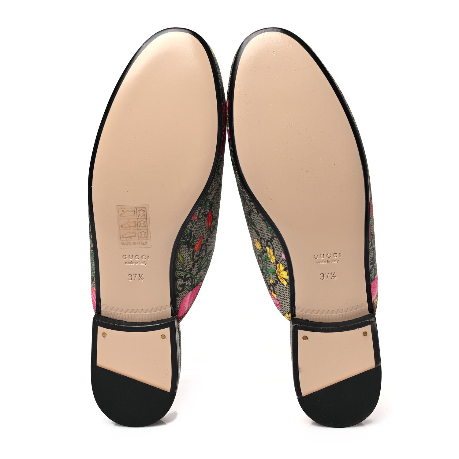 Gucci GG Supreme Monogram Flora Womens Princetown Slippers 37.5 Beige Ebony Multicolor Rosso 5 of 9