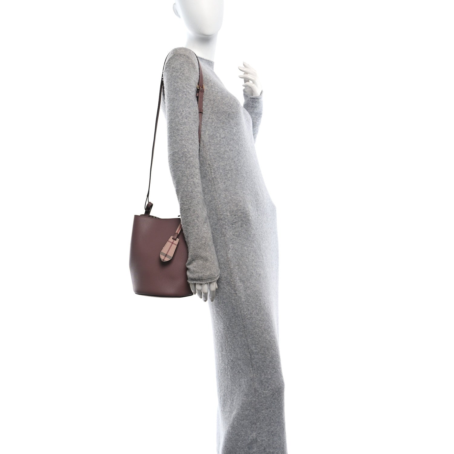 Burberry Haymarket Check Colours Small Lorne Bucket Crossbody Light Elderberry 2 of 11