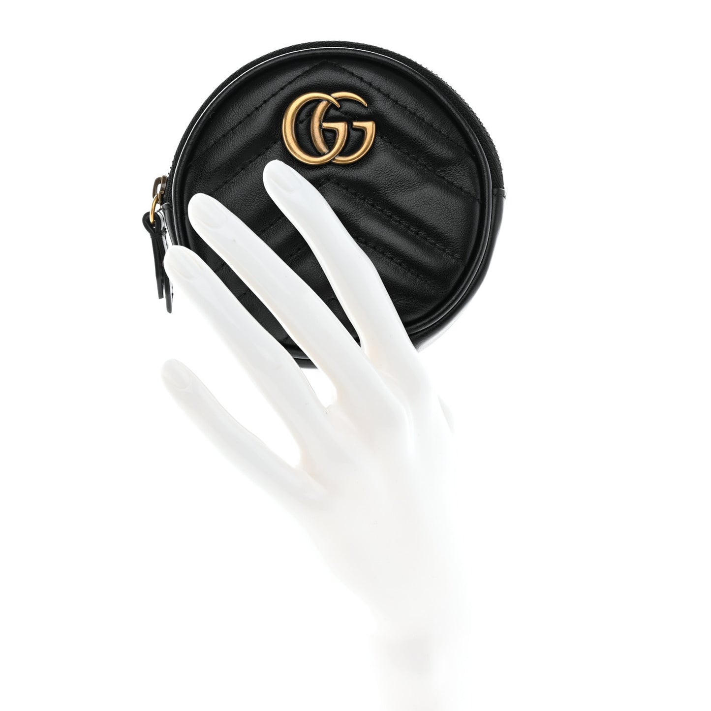 Calfskin Matelasse GG Marmont Round Coin Purse Black