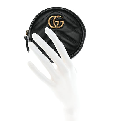 Gucci Calfskin Matelasse GG Marmont Round Coin Purse Black 2 of 8