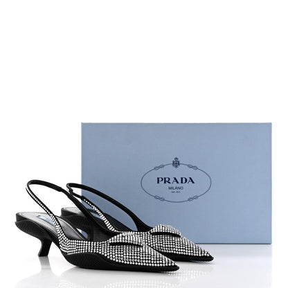 Prada Satin Crystal Logo 45mm Slingback Pumps 39.5 Cristal 9 of 9