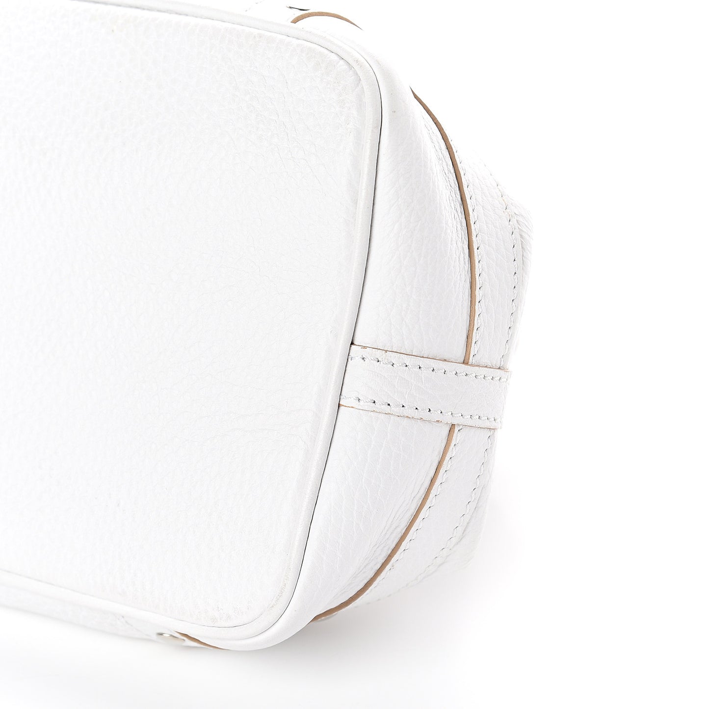 Grainy Calfskin Top Handle Bag White