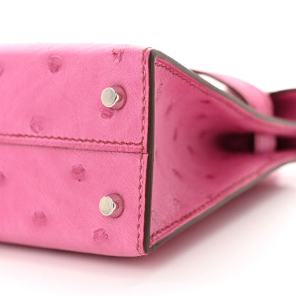 Hermes Ostrich Kelly Sellier Mini 20 Rose Pourpre 10 of 13