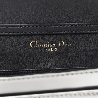 Christian Dior Metallic Patent Micro-Cannage Diorama Wallet on Chain Pouch Silver 5 of 10