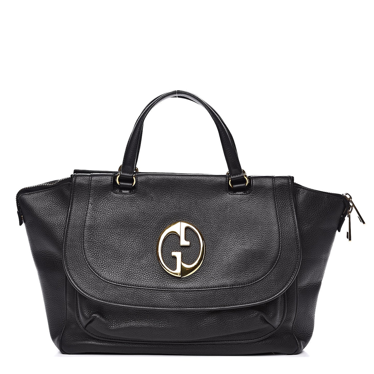 Pebbled Calfskin Medium 1973 Top Handle Satchel Black