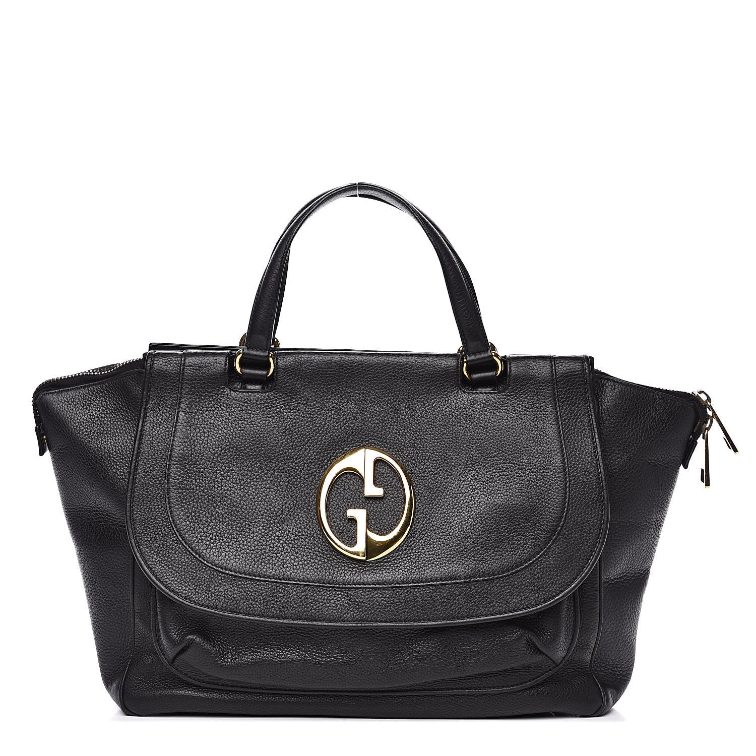 Gucci Pebbled Calfskin Medium 1973 Top Handle Satchel Black 1 of 19