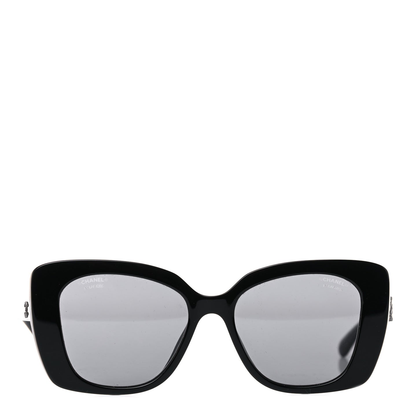 Acetate Strass Polarized Square Sunglasses 5422-B Black
