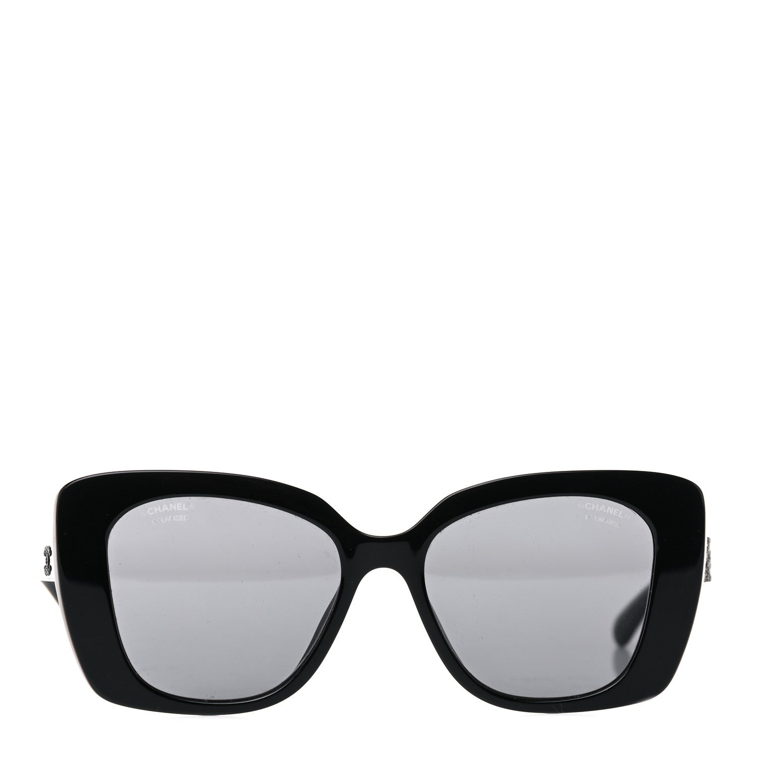 Chanel Acetate Strass Polarized Square Sunglasses 5422-B Black 2 of 7