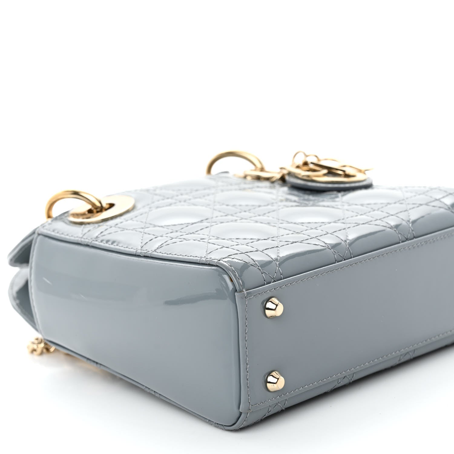 Christian Dior Patent Cannage Mini Lady Dior Light Blue 8 of 10