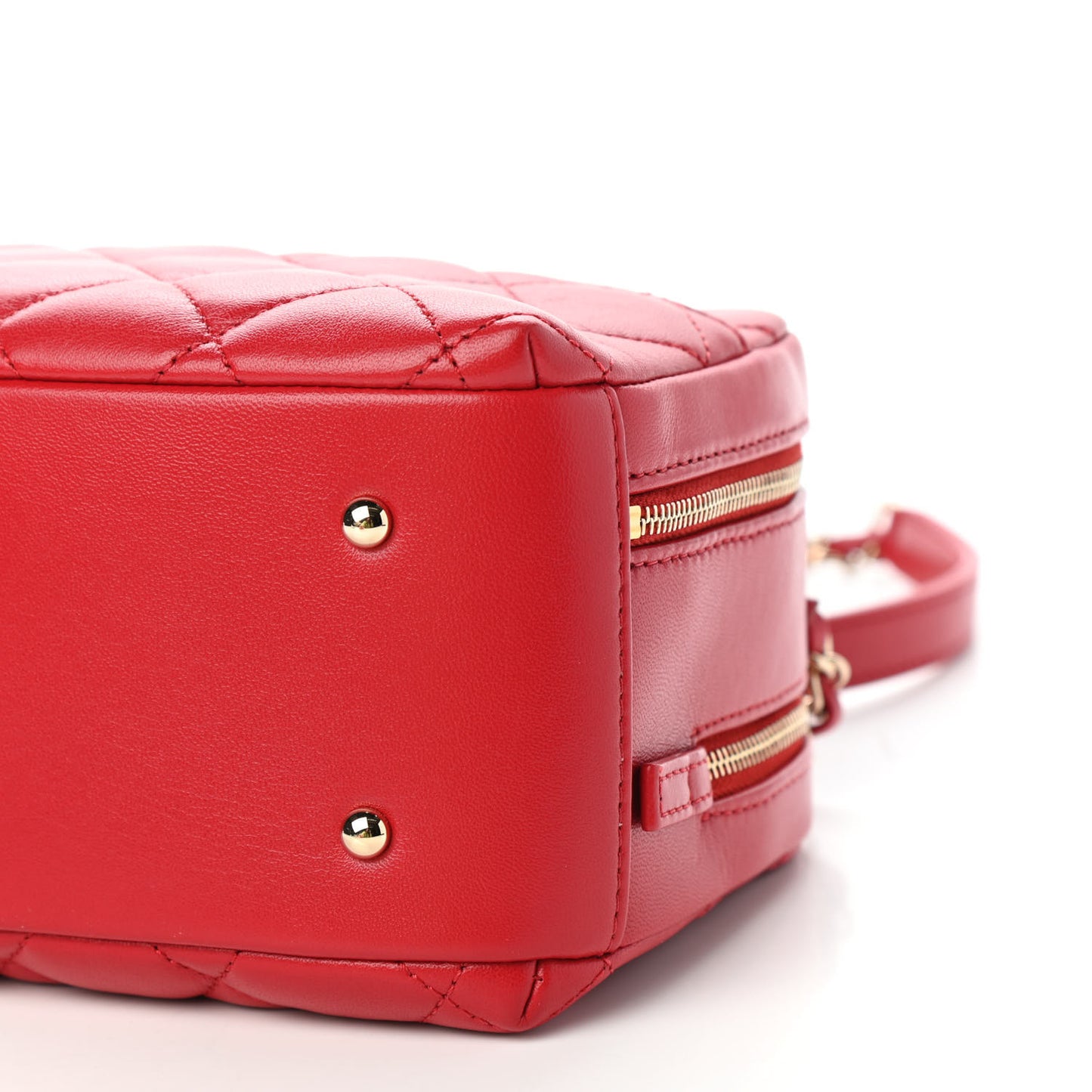 Lambskin Quilted Small Trendy CC Bowling Bag Red