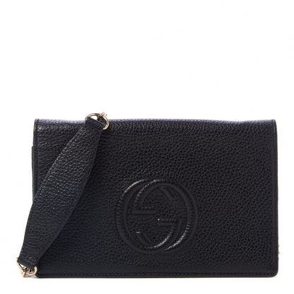 Gucci Pebbled Calfskin Soho Wallet on Chain Black 1 of 7