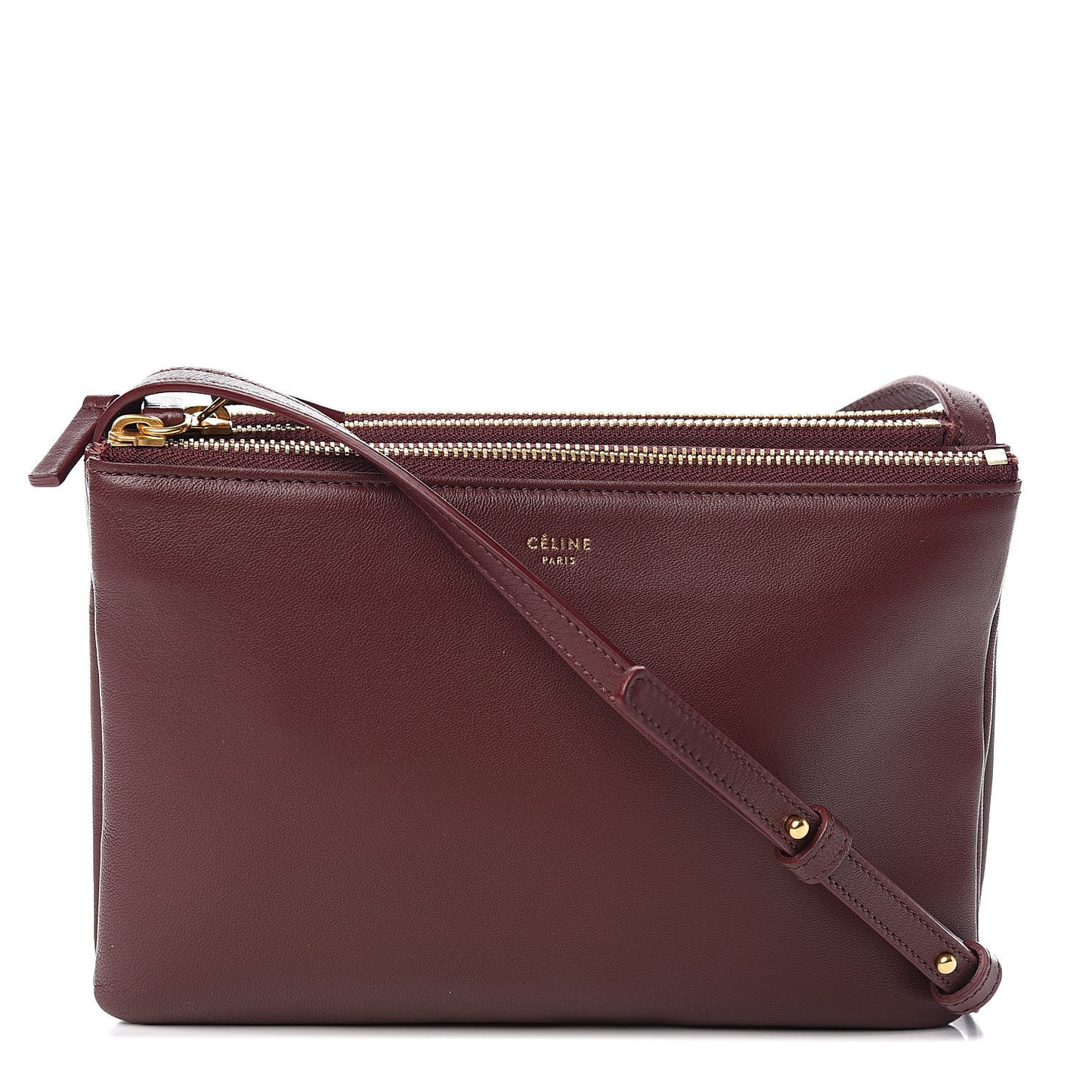 Smooth Lambskin Small Trio Crossbody Bag Burgundy