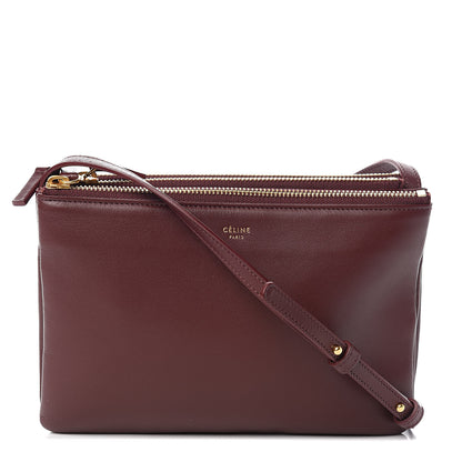Celine Smooth Lambskin Small Trio Crossbody Bag Burgundy 1 of 11