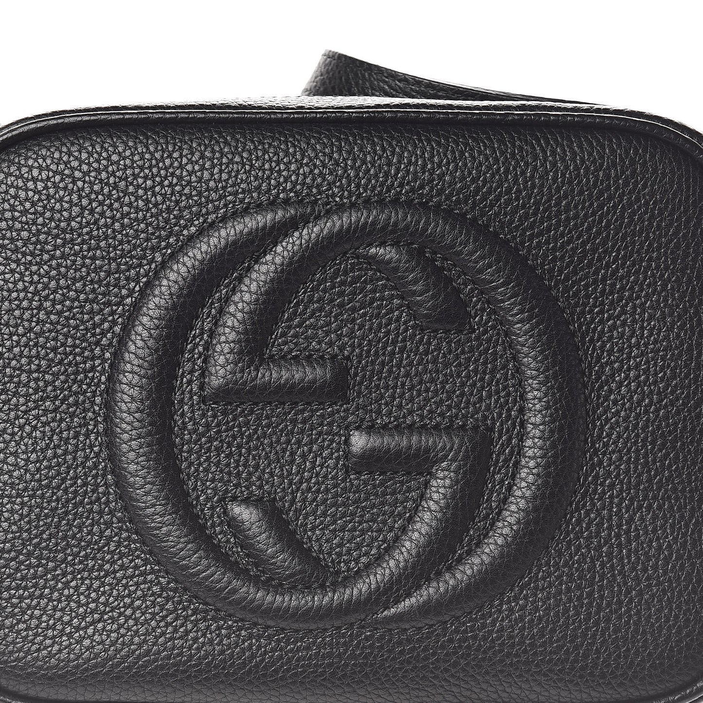 Pebbled Calfskin Small Soho Disco Bag Black