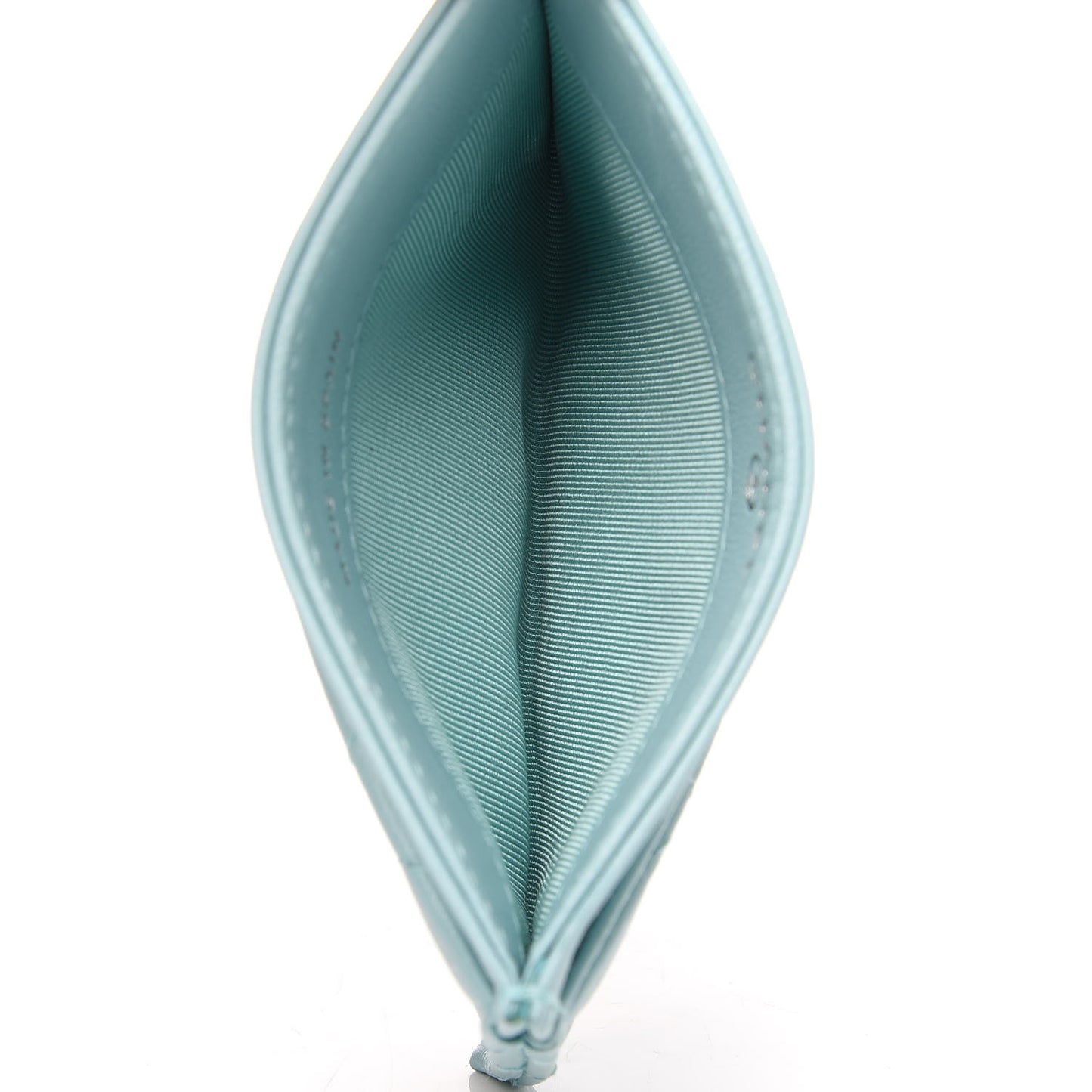 Lambskin Quilted Card Holder Light Blue
