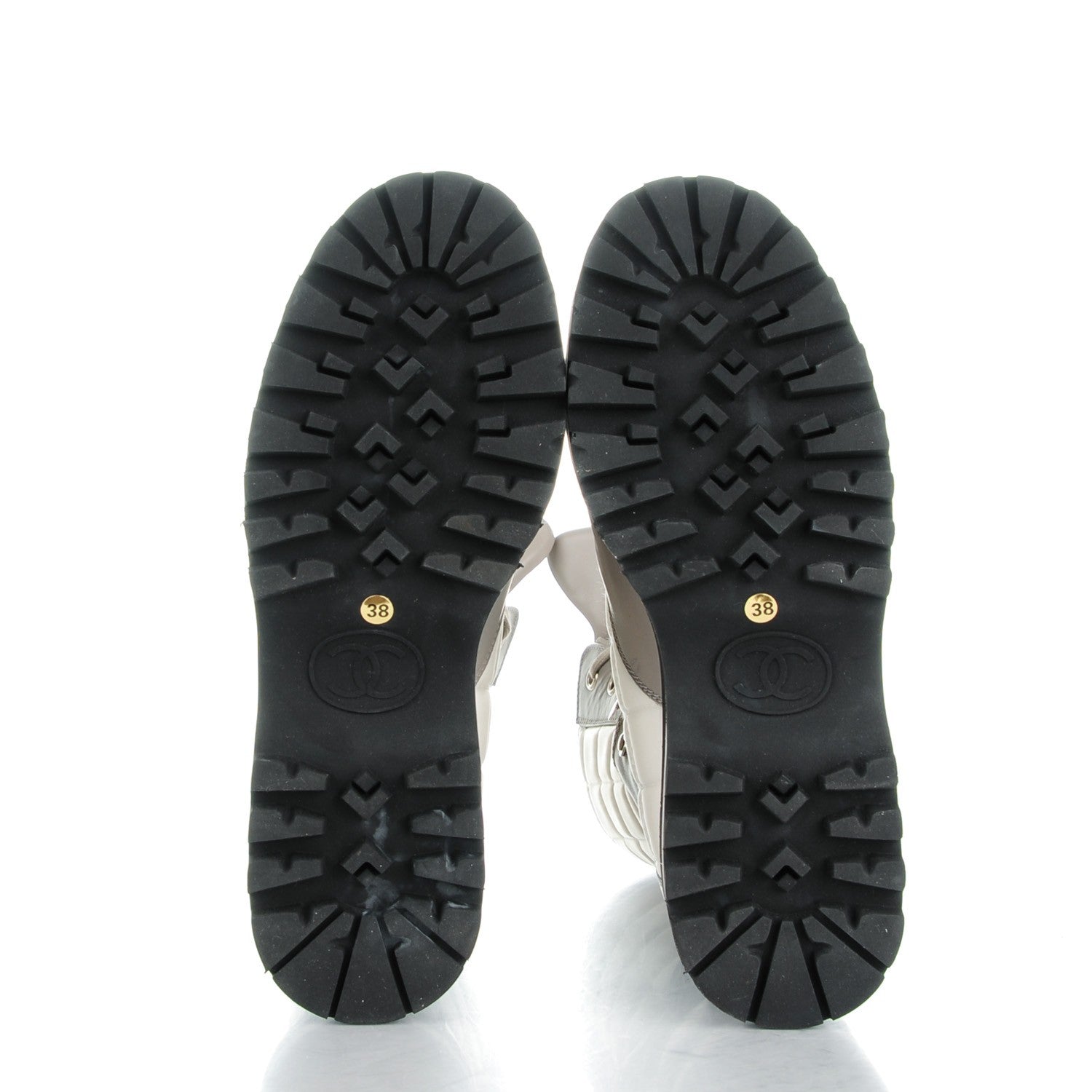 Chanel Calfskin Nylon Quilted Boots 38 White Grey Black 5 of 9