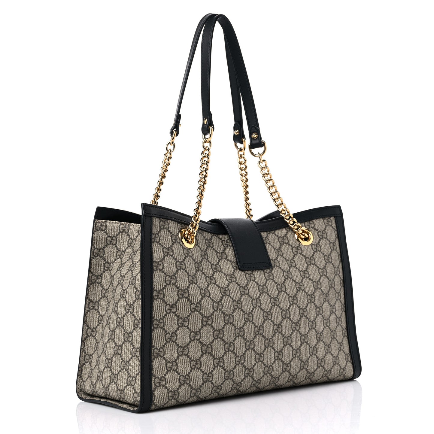GG Supreme Monogram Medium Padlock Tote Black