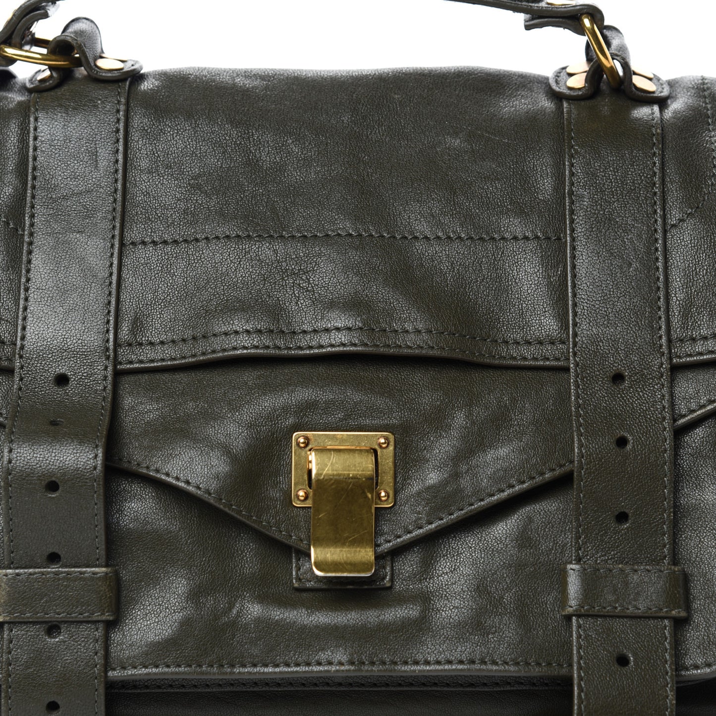 Lambskin Medium PS1 Satchel Dark Olive