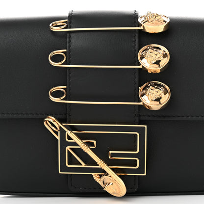 Fendi X VERSACE Vitello Seta Fendace Mini Brooch Baguette Black 9 of 12