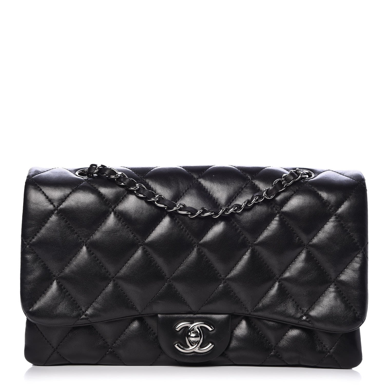 Chanel Lambskin Quilted Large 3 Flap Black 1 of 11