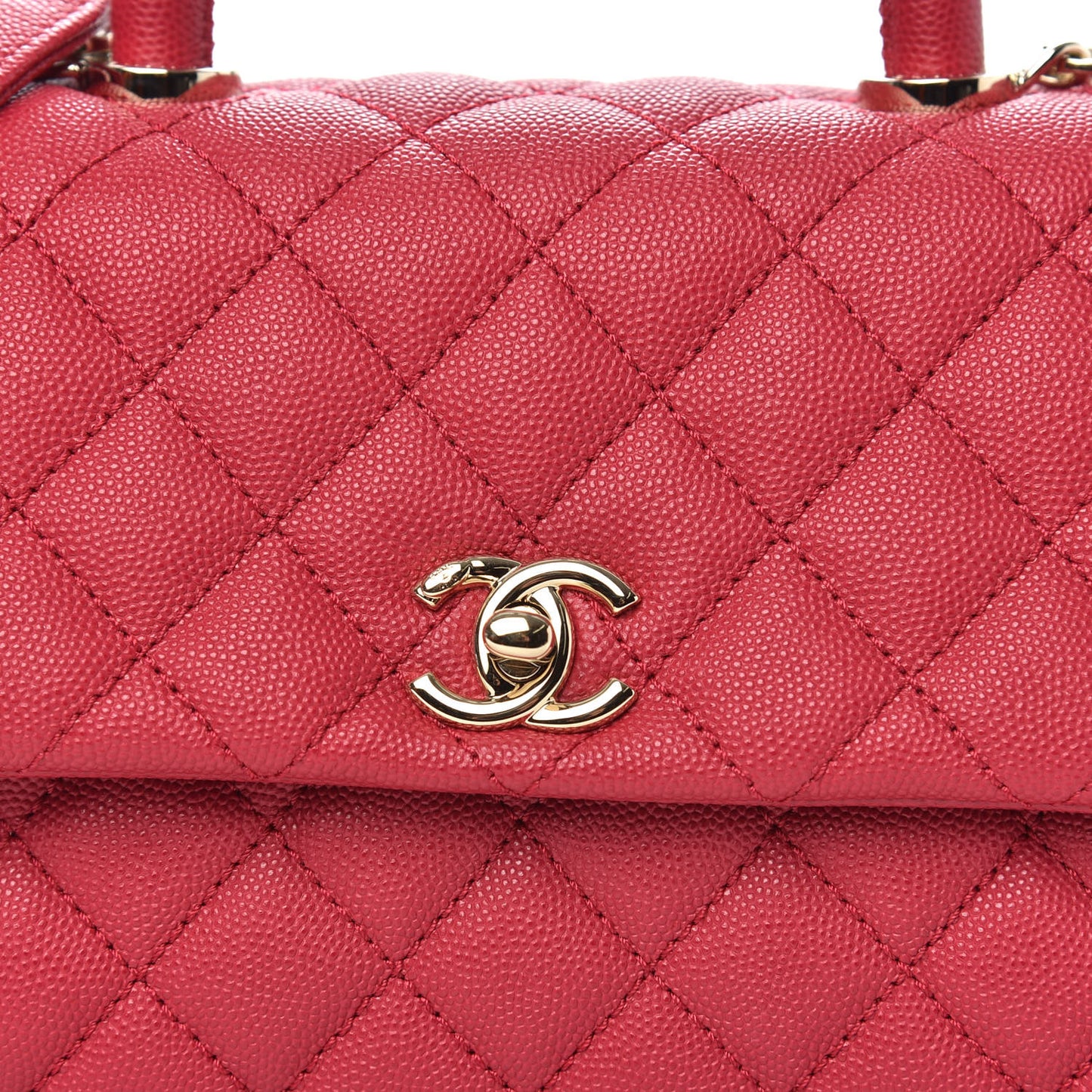 Caviar Quilted Mini Coco Handle Flap Fuchsia