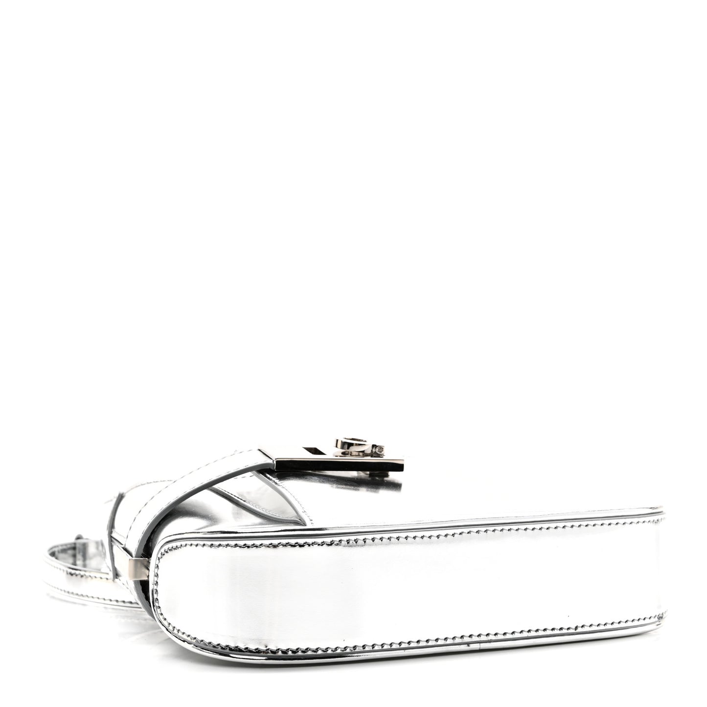Metallic Calfskin Mini Gancini Arch Hobo Argento
