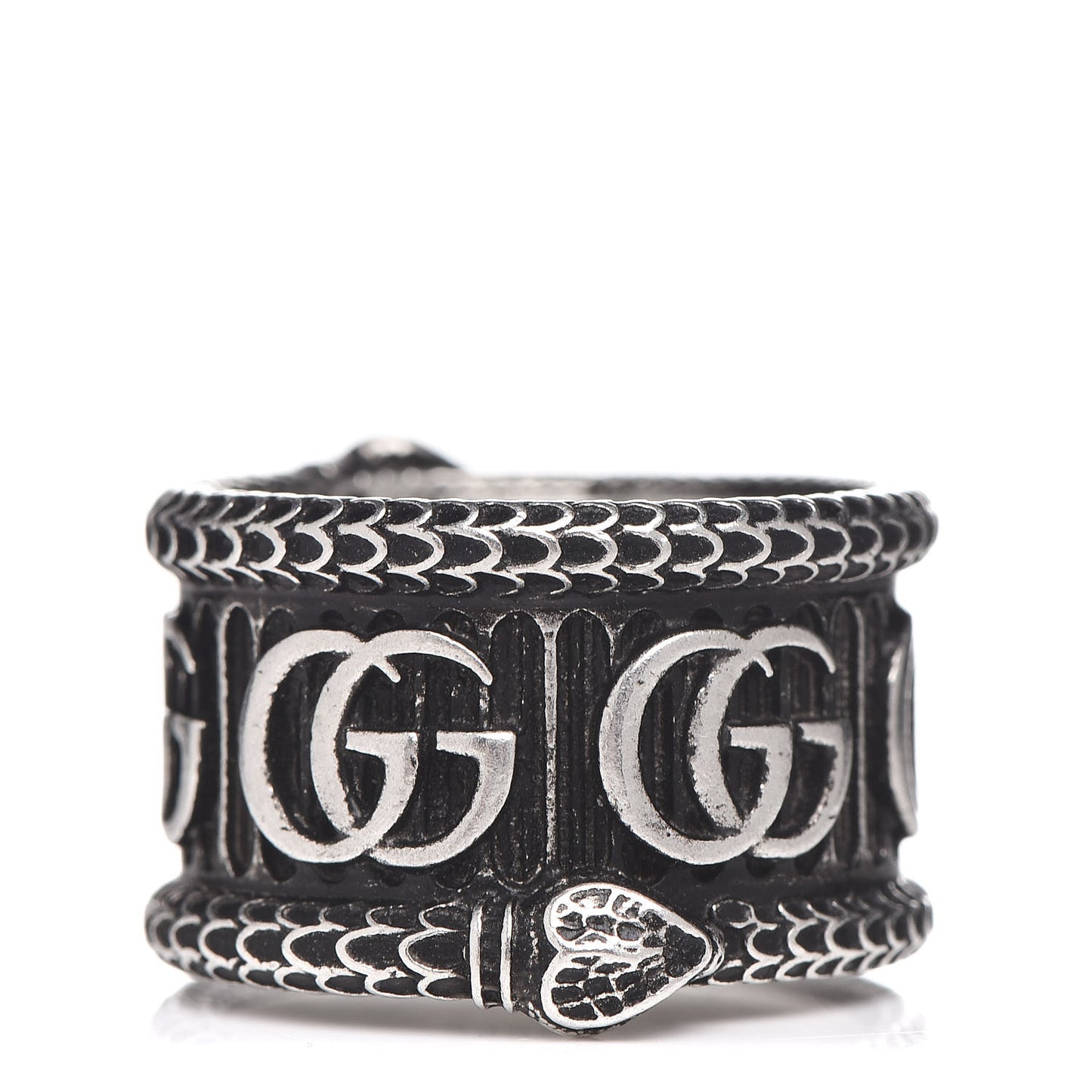 Sterling Silver GG Marmont Snake Band Ring 55 7.5