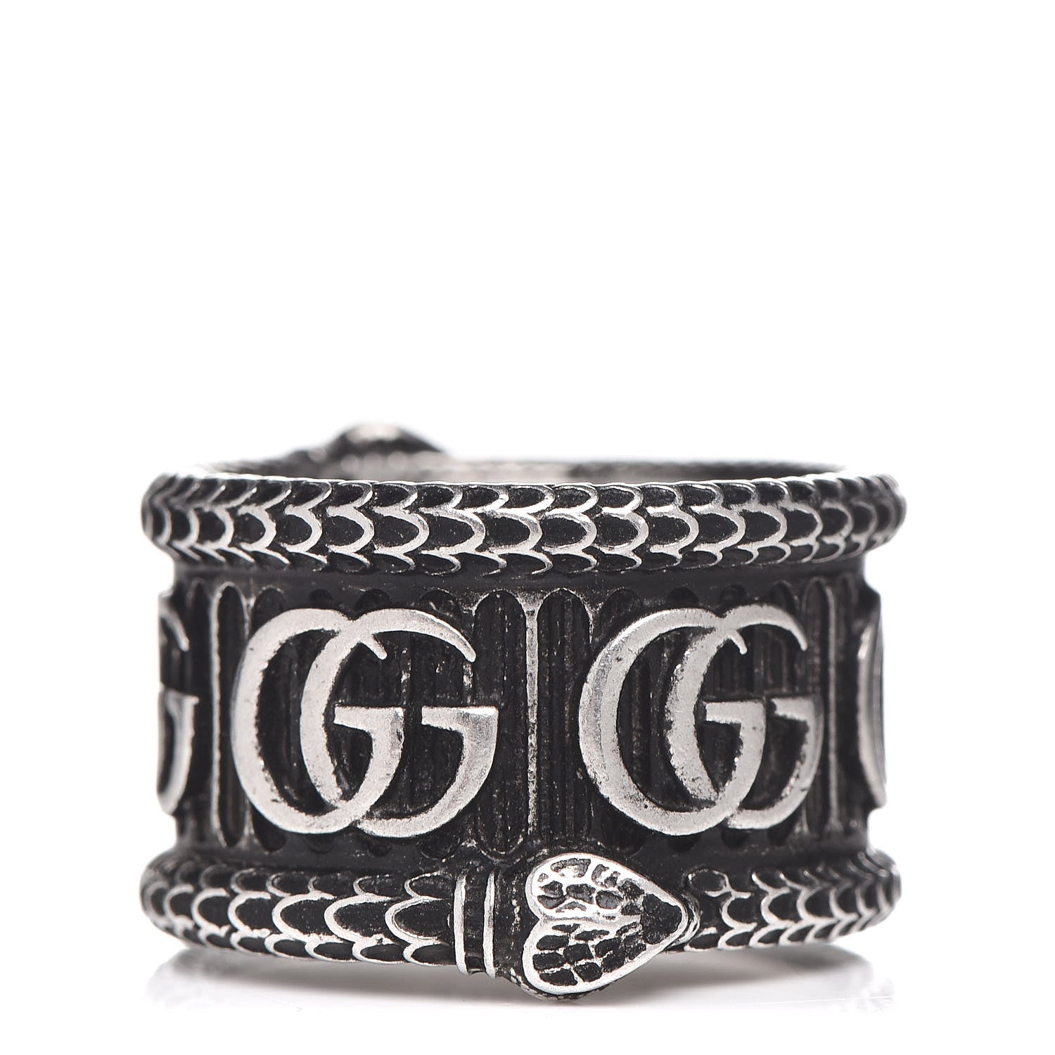 Gucci Sterling Silver GG Marmont Snake Band Ring 55 7.5 1 of 8