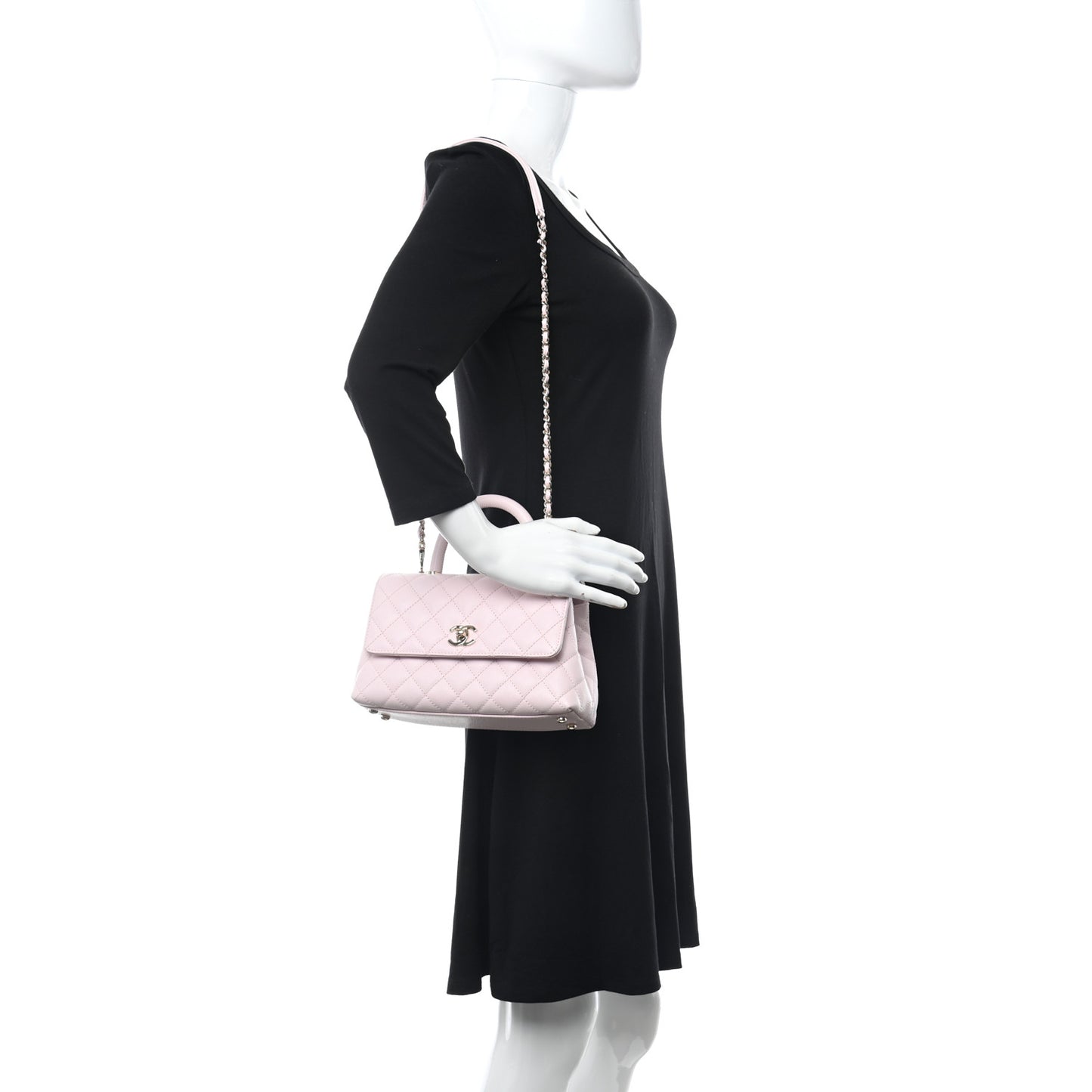 Caviar Quilted Mini Coco Handle Flap Light Pink