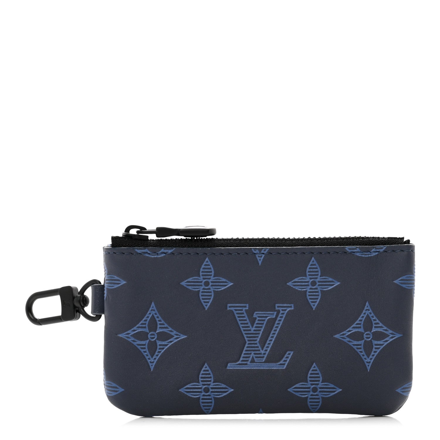 Louis Vuitton Calfskin Monogram Shadow Trio Messenger Key Pouch Navy Blue 1 of 6