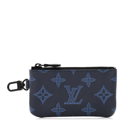 Louis Vuitton Calfskin Monogram Shadow Trio Messenger Key Pouch Navy Blue 1 of 6