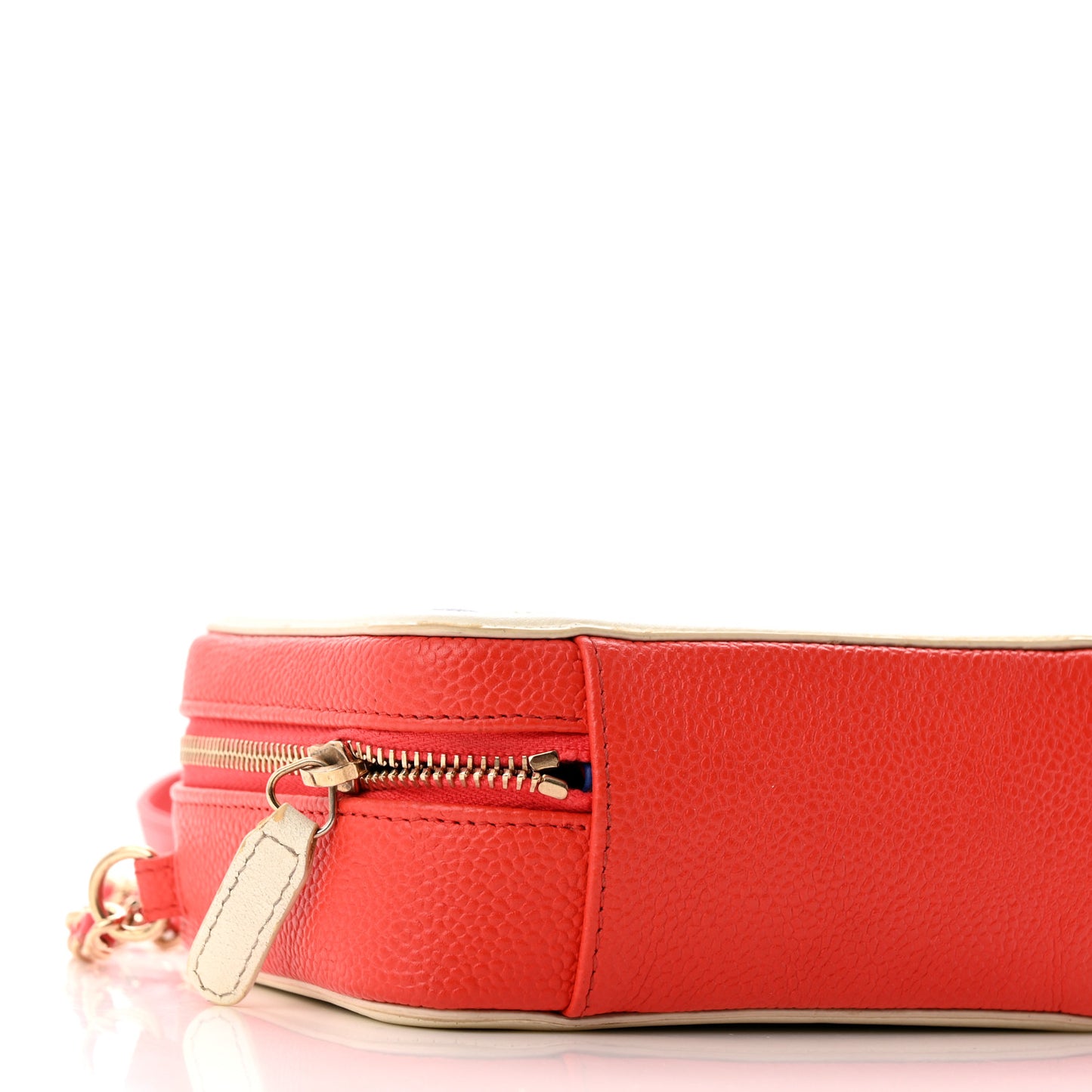 Caviar Quilted Filigree Vanity Clutch With Chain Blue White Red