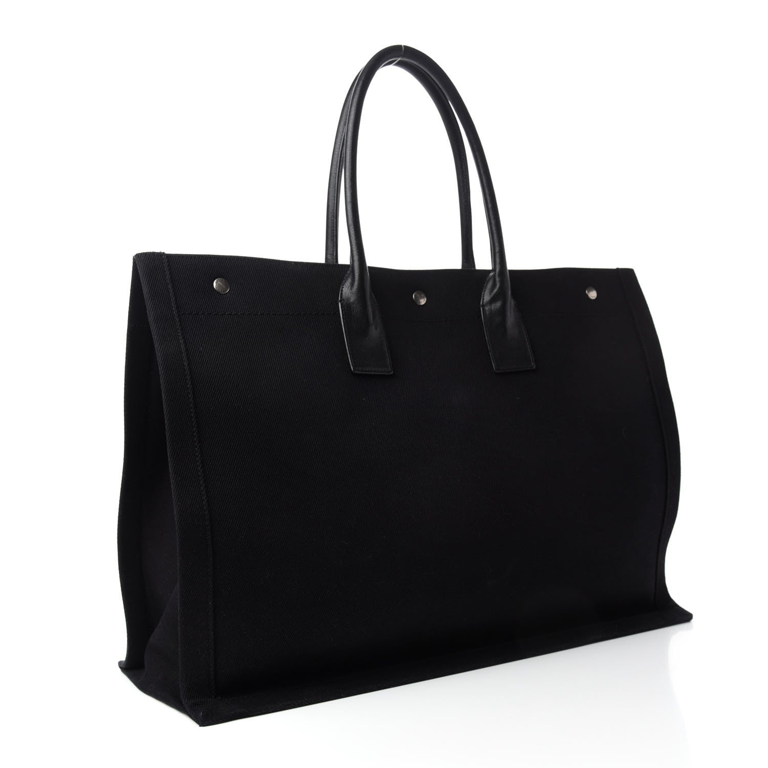 Saint Laurent Linen Calfskin Rive Gauche Tote Black 3 of 10