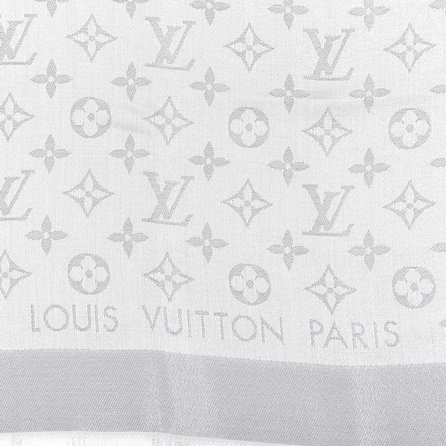 Louis Vuitton Silk Lurex Wool Monogram Shine Shawl Grey 3 of 3