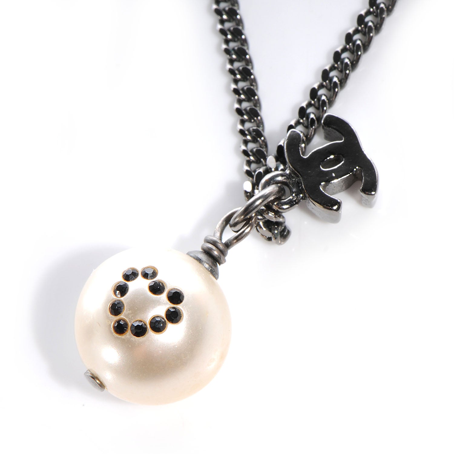 Chanel Pearl CC Pendant Necklace Dark Silver 6 of 6
